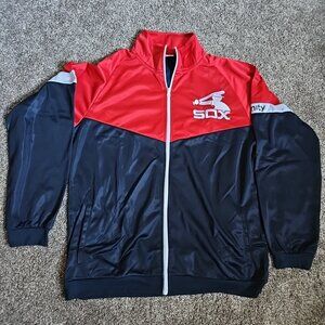 Chicago White Sox Full Zip Size Medium Red/Blue Midweight Collared Sweatshirt